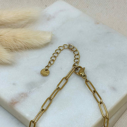 Collier sautoir doré en acier inoxydable pour femme médaillons mailles marines larges prise fermoir - Zoela