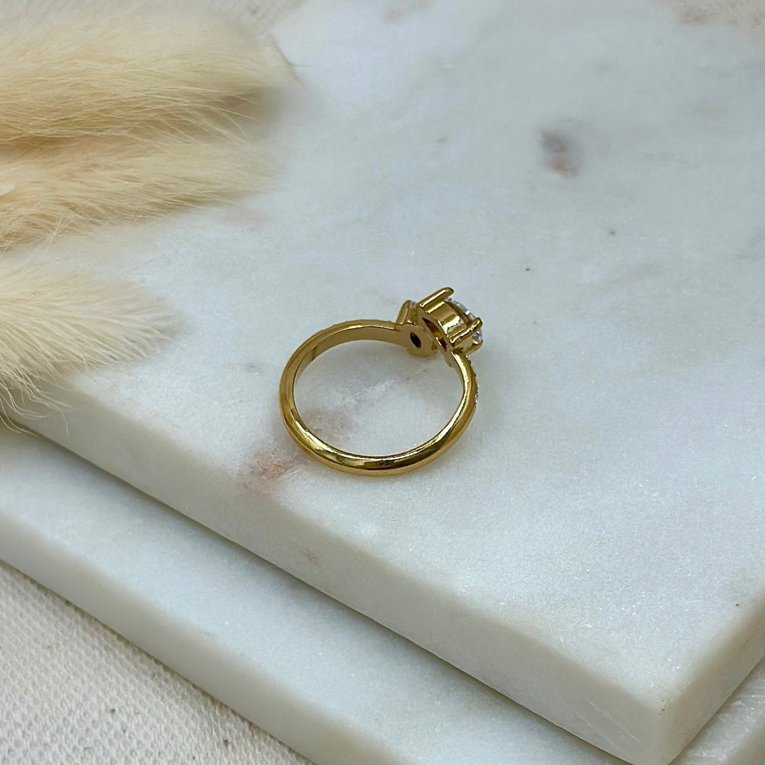 Bague ajustable réglable dorée en acier inoxydable style chic avec zircon strass prise arrière - Zoela